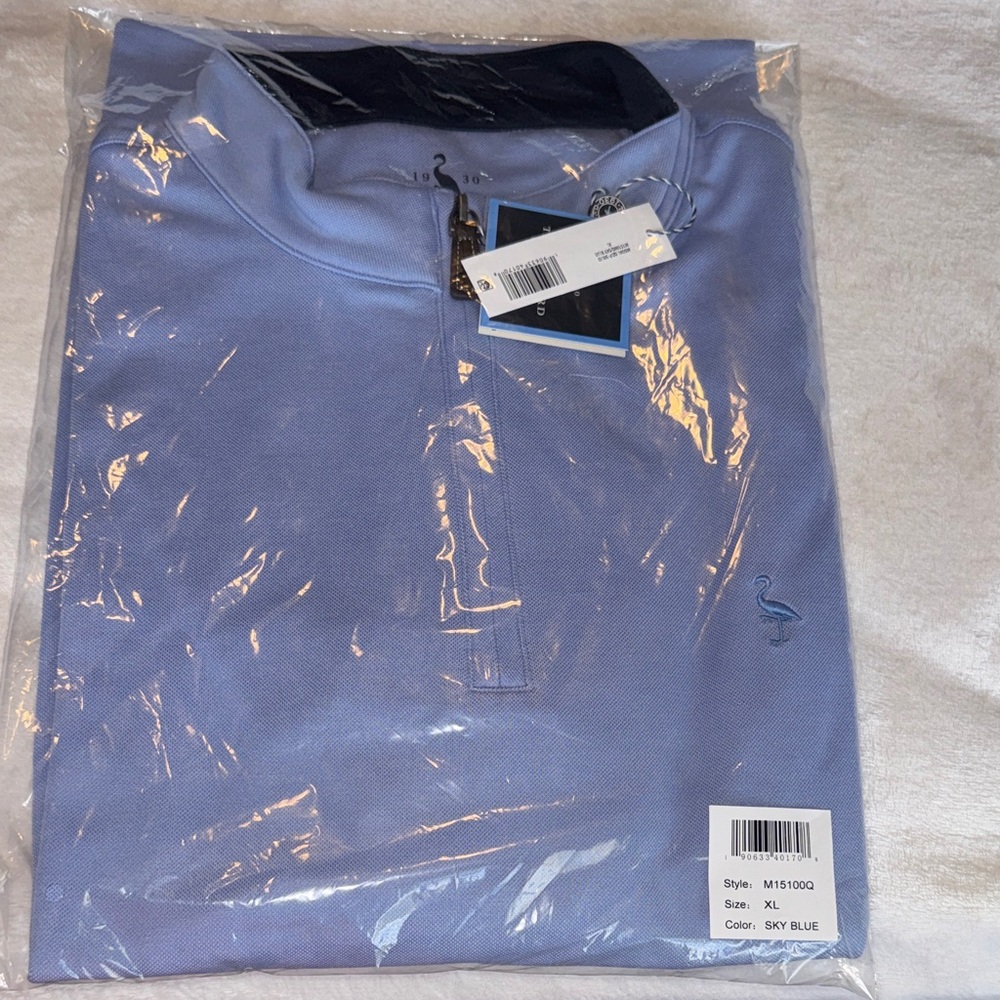 NWT - Tailorbyrd Collection Men's Sky Blue Quarter-Zip Shirt